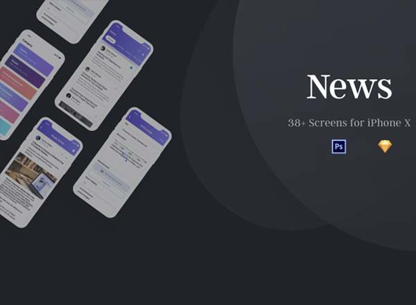 设计森林下午茶：专门为iPhone X打造的高端新闻资讯类APP UI KITS[PSD,Sketch]