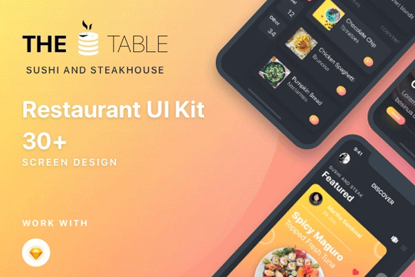 设计森林下午茶：深色时尚高端的餐饮服务类 APP Ui KITS [Sketch]