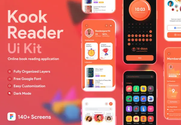 设计森林下午茶：电子书阅读器APP应用iOS UI套件