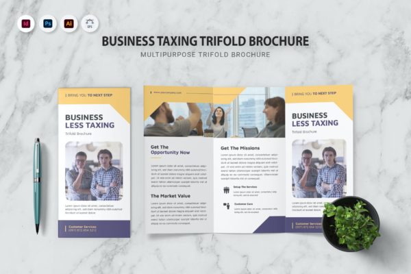商业税收三折页小册子设计模板 Business Taxing Trifold Brochure