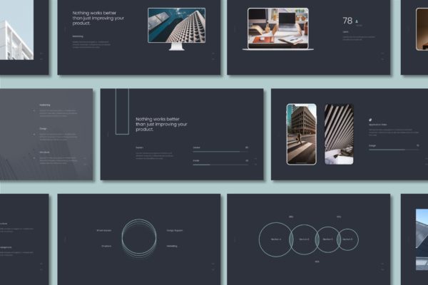 简单&极简元素Powerpoint幻灯片模板 Onil Simple & Minimal Presentation Powerpoint