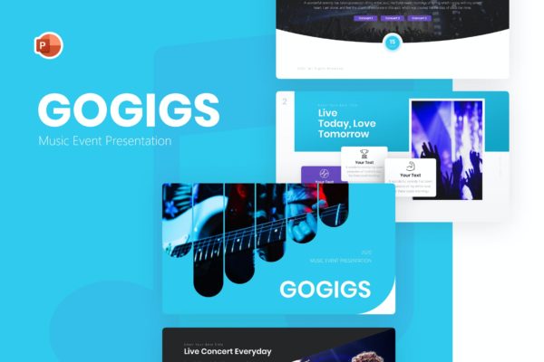 音乐活动演示文稿PPT模板 Gogigs Music Event Powerpoint Template