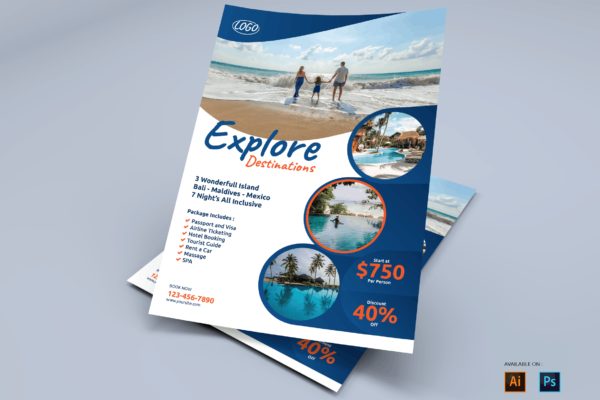 旅游探索传单设计模板 Travel Explore – Flyers Design