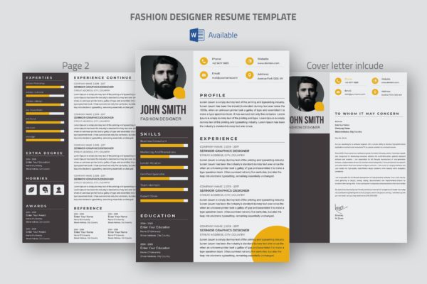 时装设计师应聘简历模板 Fashion Designer Resume Template
