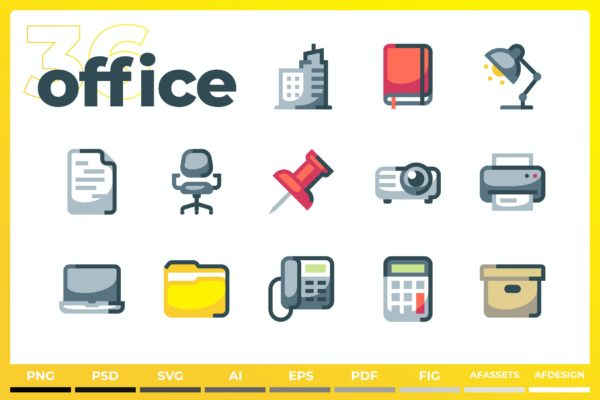 36个随时可用的办公室图标 Office Icons – Iconez