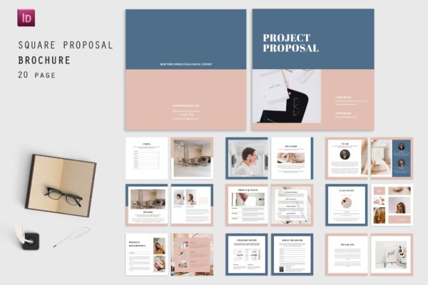 方形尺寸提案杂志版式设计模板 Team Square Proposal Magazine