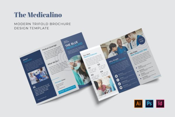 卫生医疗主题三折页小册子/宣传册模板 Medicalino Trifold Brochure
