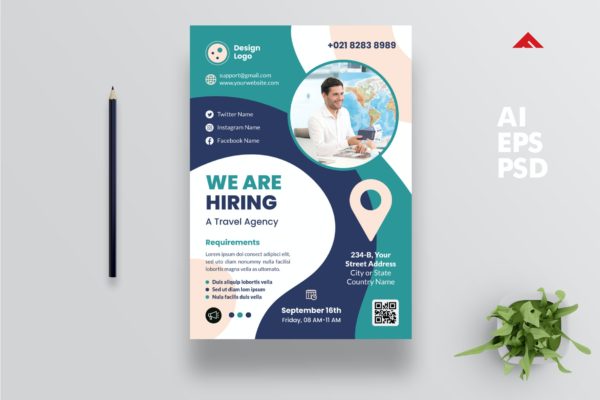 导游工作招聘海报素材 Tour Guide Job Hiring Flyer