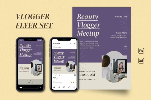 专业创意美容博主传单海报模板集 Beauty Flyer Set