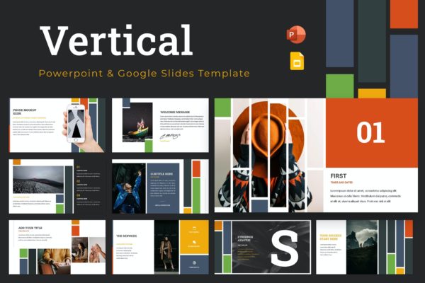 竖版长条状PPT&谷歌幻灯片设计模板 Vertical Powerpoint & Google Slides Template
