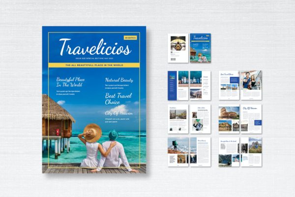 旅行家杂志版式设计模板 Travel Magazine