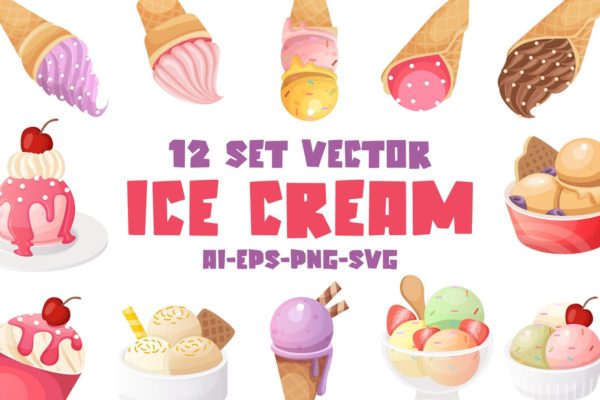 冰淇淋元素矢量插画集 Ice Cream – Vector Set