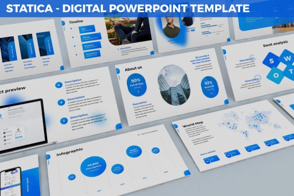 数字营销业务PPT演示文稿 Statica – Digital Powerpoint Template