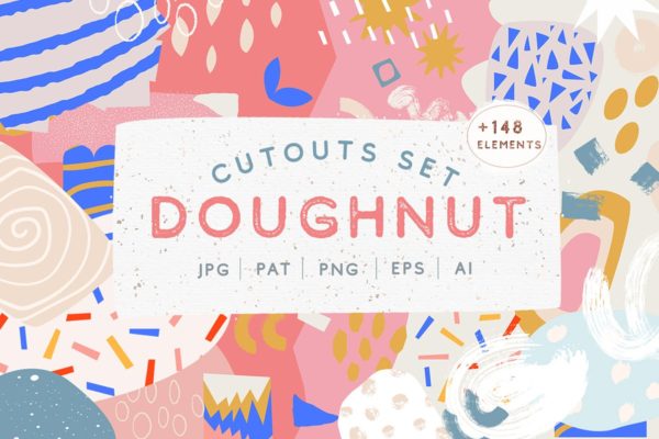 甜甜圈剪纸元素图案套装 Doughnut Cutouts Set