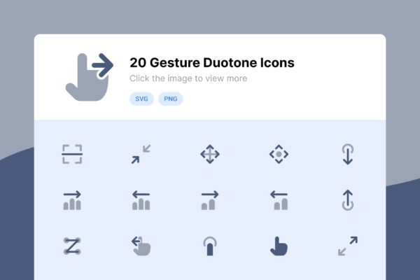 20枚双色调滤镜风格手势指示图标 Gesture Duotone Icons