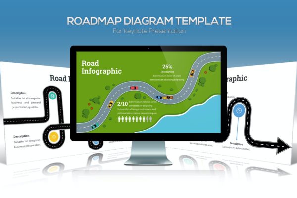 路线图表Keynote幻灯片设计模板 Roadmap Diagram For Keynote Presentation