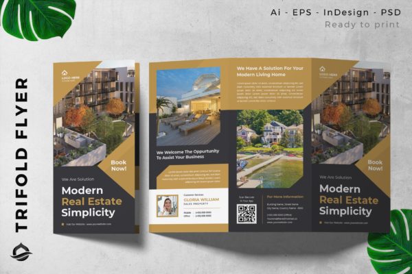 房地产/公寓主题三折页宣传册传单设计模板 Real estate / Apartment Trifold Brochure Flyer