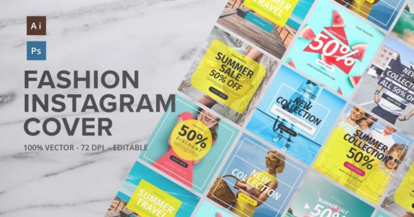时尚促销Instagram封面贴图模板 Fashion Instagram Cover