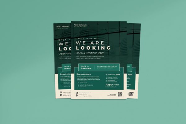 职位应聘海报设计模板v2 We are Looking Flyer Vol.02