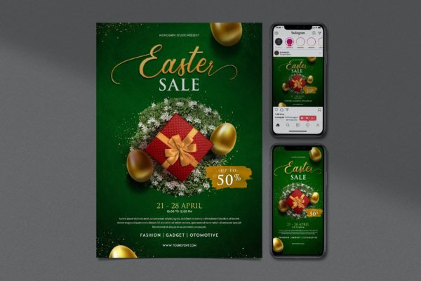 复活节促销宣传单素材 Easter Sale Flyer IG Set