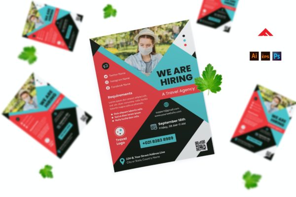 旅行导游招聘传单素材 Travel Job Hiring Flyer
