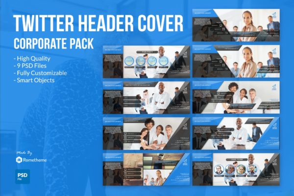 企业公司Twitter标题封面设计模板v1 Corporate Twitter Headers Cover vol.1 YR