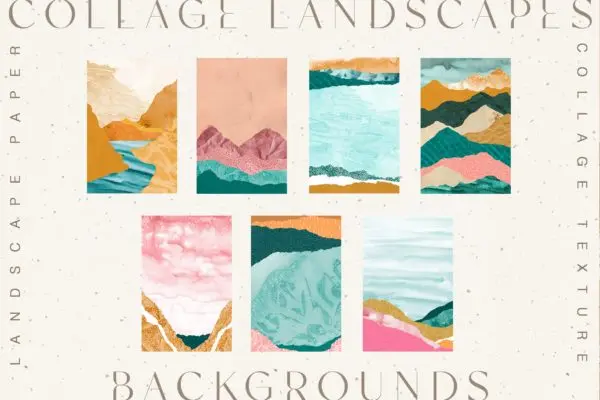 拼贴山峰景观纹理素材 Collage Landscape Textures