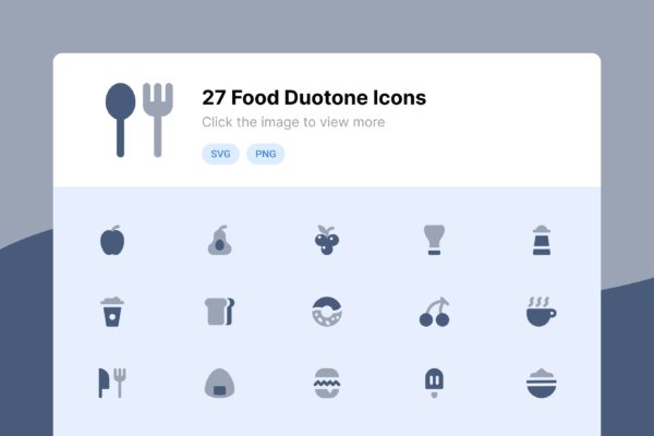 27枚双色调滤镜风格美食主题图标 Food Duotone Icons