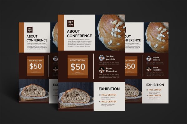 面包店食品广告传单设计 Bread Bakery – Cake Cookies Flyer Poster