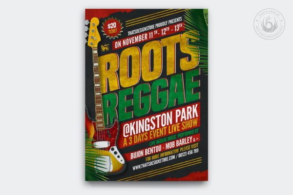 雷鬼音乐传单素材v2 Reggae Music Flyer Template V2