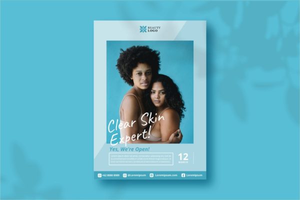 美容护肤宣传单设计模板 SKINCARE POSTER