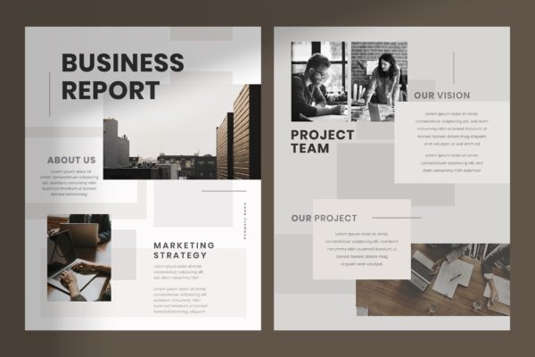 业务报告矢量宣传单素材 Business report vector flyer editable template