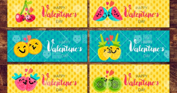 水果背景甜蜜的情人节Banners横幅素材 Sweet Valentine Banners