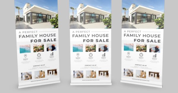 房地产业务易拉宝/X形Banner模板 Roll Banner Properties