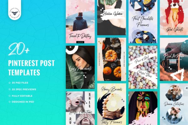 20+Pinterest社交帖子模板 Pinterest Post Templates