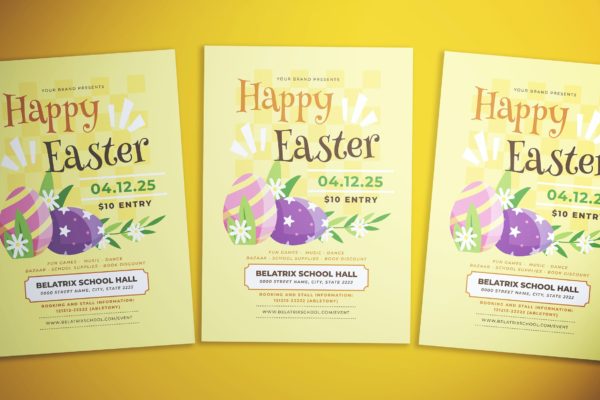 复活节快乐传单海报设计 Happy Easter Flyer