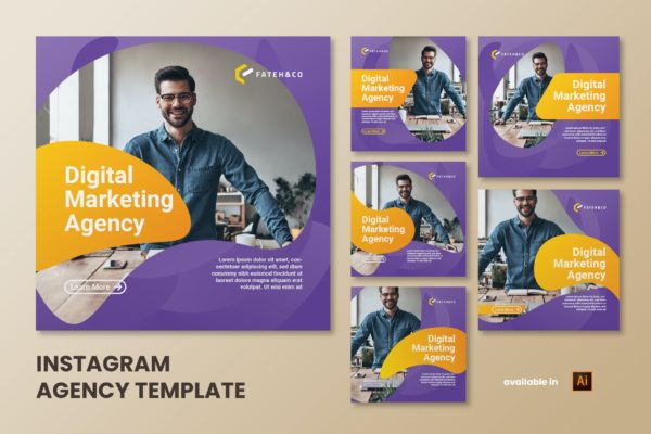 公司代理推广Instagram模板 Instagram Agency Template