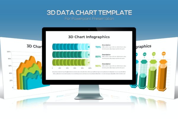 3D数据图表PPT幻灯片模板 3D Data Chart For Powerpoint Presentation