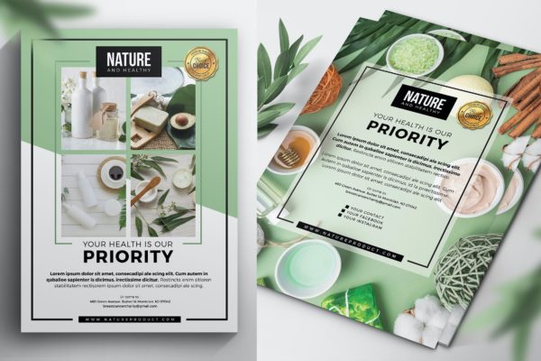 自然健康产品传单海报模板 Product Flyer