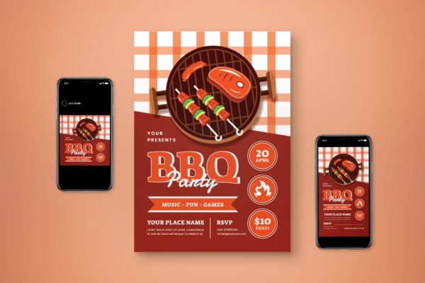 BBQ烧烤传单海报集 BBQ Flyer Set