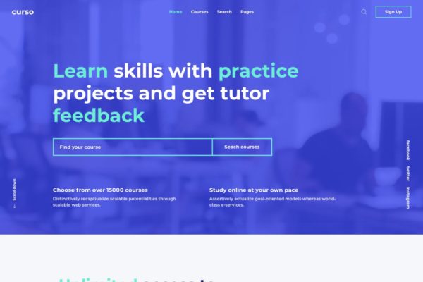 课程和LMS响应式网站HTML5 模板 Curso – Courses and LMS HTML5 Responsive Template