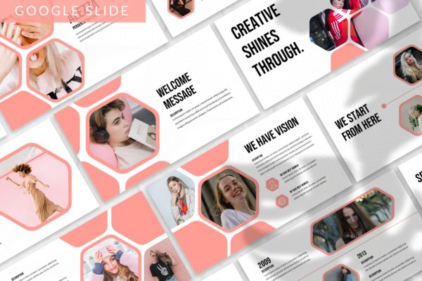 创意蜂窝状谷歌幻灯片演示文稿模板 Alezza – Creative Google Slide Template