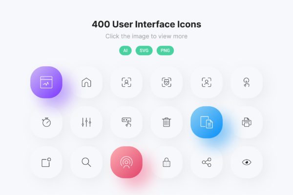 400枚用户界面UI主题线条图标 User Interface Line Icons