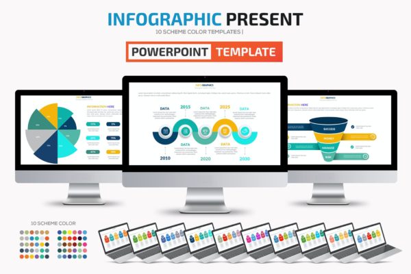 数据展示信息图表PPT幻灯片模板素材 Infographic Powerpoint Template