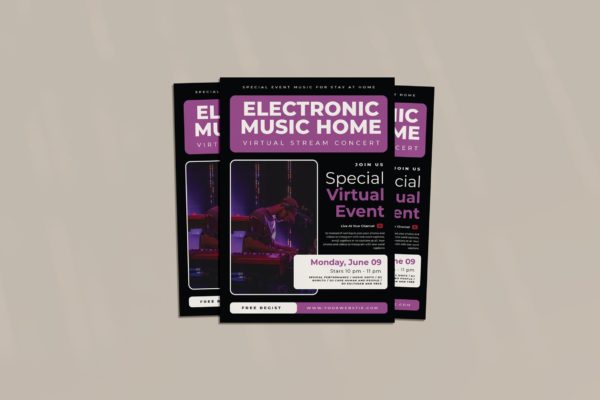 电子音乐主题传单海报模板 Electronic Music Home Flyer