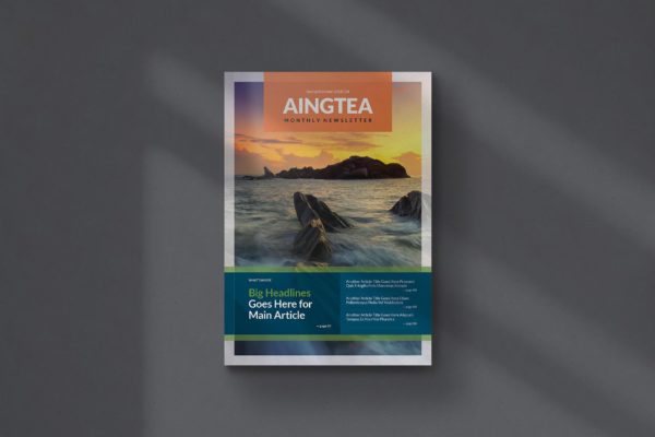 旅游主题时事通讯杂志设计模板v2 Aingtea Newsletter Vol.02