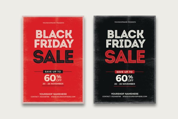 复古黑色星期五特卖促销海报 Black Friday Sale