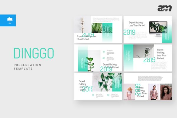 清新绿主题创意极简Keynote幻灯片模板 Dinggo – Keynote Template
