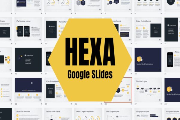内容展示谷歌幻灯片设计模板 HEXA Google Slides