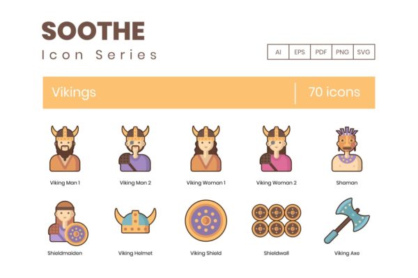 70个Soothe系列维京人图标 70 Vikings Icons – Soothe Series